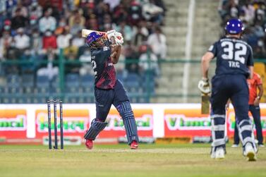 Andre Russell smashed 90 not out in 32 balls to power Deccan Gladiators to victory over Delhi Bulls in the Abu Dhabi T10 final at the Zated Cricket stadium on Saturday, December 4, 2021. – Abu Dhabi T10