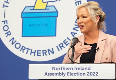 Sinn Fein's Northern Leader Michelle O'Neill celebrates wins. AFP