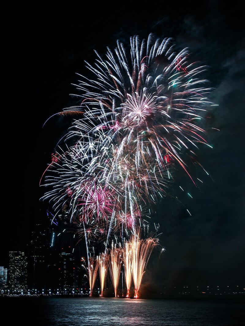 Fireworks display at Abu Dhabi Corniche on New Year's Eve. Victor Besa / The National