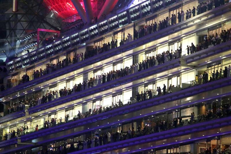 The crowd enjoy the fireworks at the 19th Dubai World Cup at Meydan Racecourse last year.  Jaime Puebla / The National