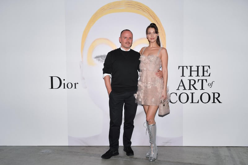 TOKYO, JAPAN - APRIL 11: Makeup artist Peter Philips and Model Bella Hadid attend Dior's The Art of Color Press Preview on April 11, 2018 in Tokyo, Japan.  (Photo by Koki Nagahama/Getty Images for Dior)