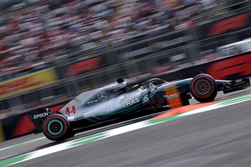 Lewis Hamilton in action at the Hermanos Rodriguez racetrack. EPA