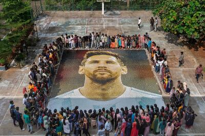 A mosaic of Argentinian footballer Lionel Messi. Photo: Ajay V John