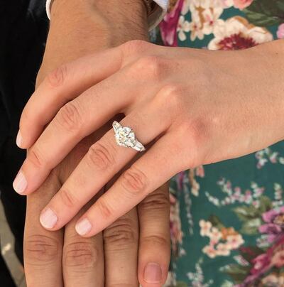 A close up of Princess Beatrice's engagement ring. 