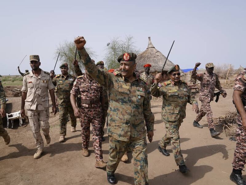 Sudan’s military ruler Gen Abdel Fattah Al Burhan tours eastern Sudan close to the Ethiopian border. Photo: Sudanese Armed Forces