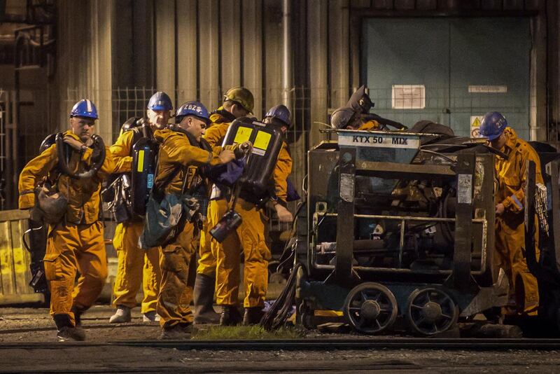 epaselect epa07242819 Mining rescue workers prepare their equipment at the CSM coal mine near Czech-Polish border in Karvina, Czech Republic, 20 December 2018. At least one miner was killed in the blast and another ten were seriously injured, according to local media reports.  EPA/LUKAS KABON