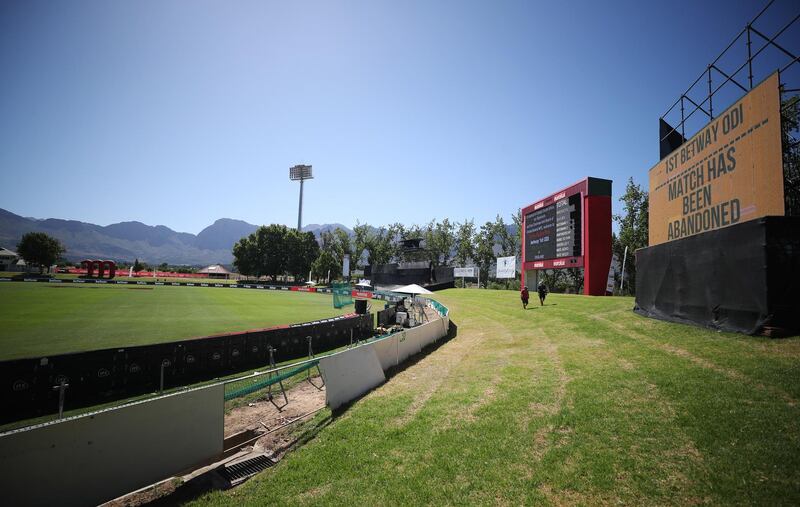 Cricket - First One Day International - South Africa v England - Boland Park, Paarl, South Africa - December 6, 2020 General view as the match is abandoned REUTERS/Mike Hutchings