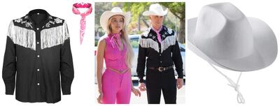 Cowboy ensemble, Dh126.32, Wocloey at www.amazon.ae; white felt cowboy hat, Dh93.20, The White Shop at www.amazon.ae. Photos: Warner Bros Pictures; Amazon