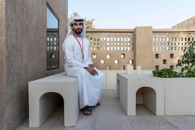 Omar Al Gurg at his exhibit 'Swalef' at Sikka. Antonie Robertson / The National