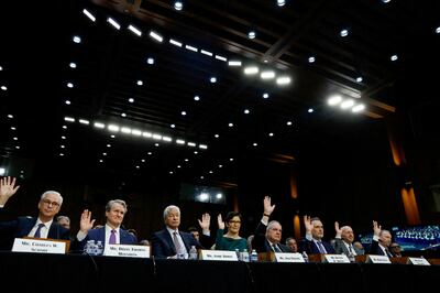 Chief executives of eight major US banks testify before Congress on December 6, 2023. Reuters