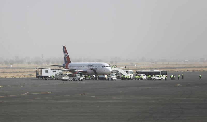 The Yemenia Airways plane is prepared for departure for its historic flight at Sanaa International Airport in Yemen. Reuters