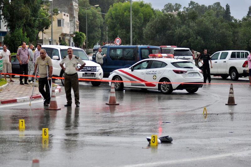 Tunisian forensic police investigates the site of the terrorist attack on Tunisian National Guard officers in Sousse, south of Tunis,Tunisia.  EPA