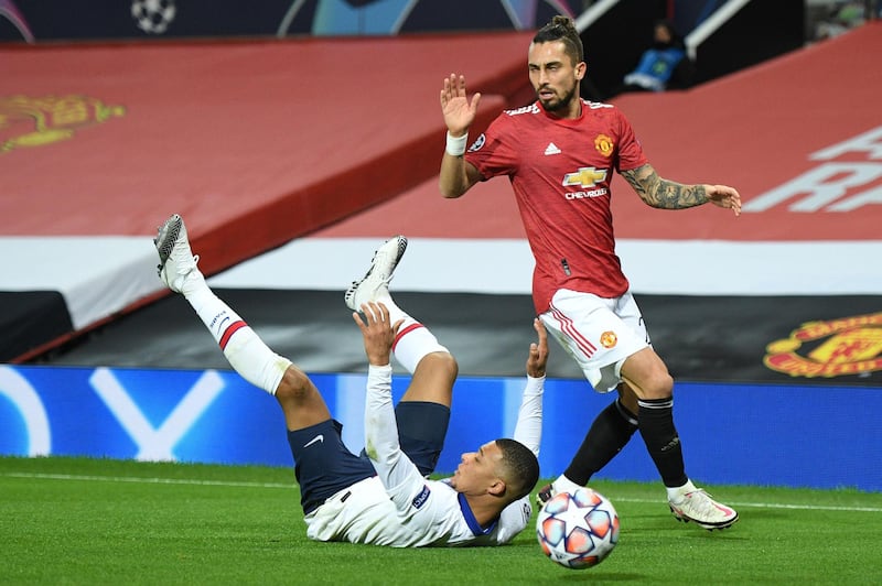 Alex Telles - 6. United’s best defender the previous two games. Less effective and slow for Neymar’s early goal and was turned as his compatriot began the superb move which led to his PSG's third. AFP