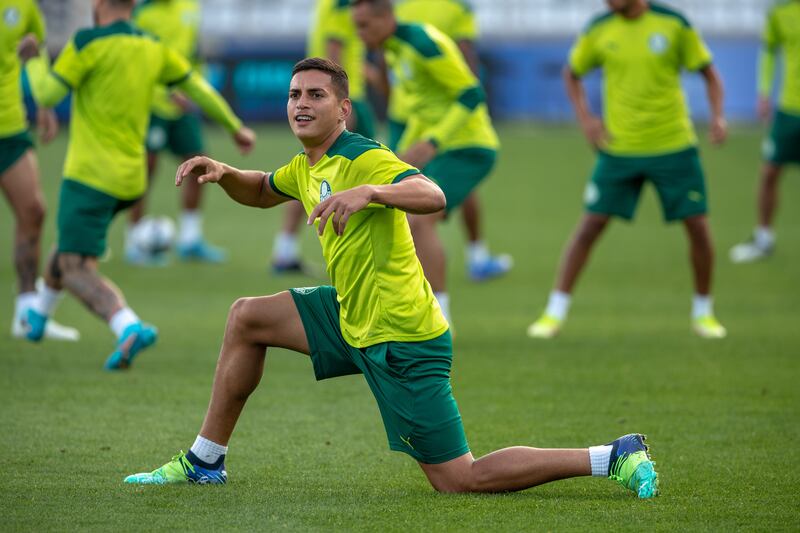 Brazilian football team Palmeiras training at Al Nahyan Stadium in Abu Dhabi.