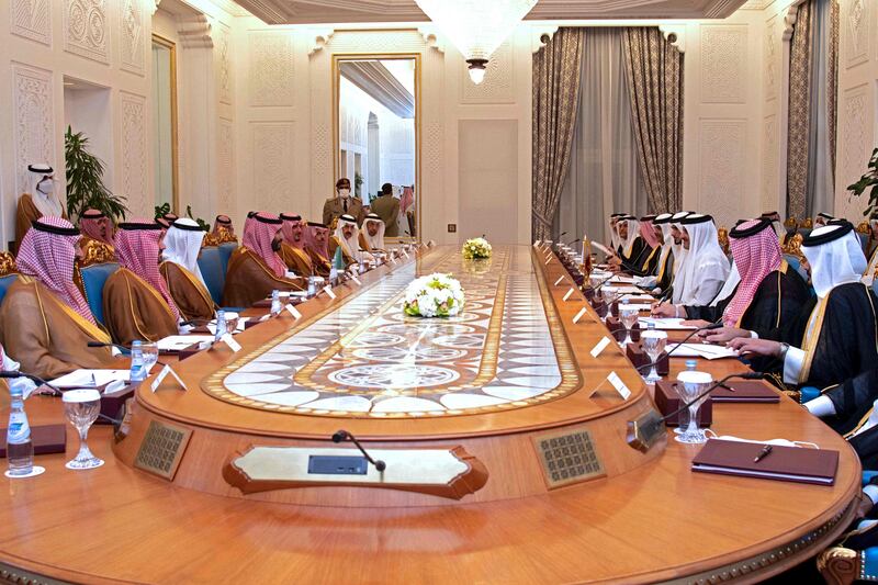 Sheikh Tamim, the Emir of Qatar, meets Saudi Crown Prince Mohammed bin Salman at the Qatari-Saudi Joint Co-ordination Council, in Doha. AFP