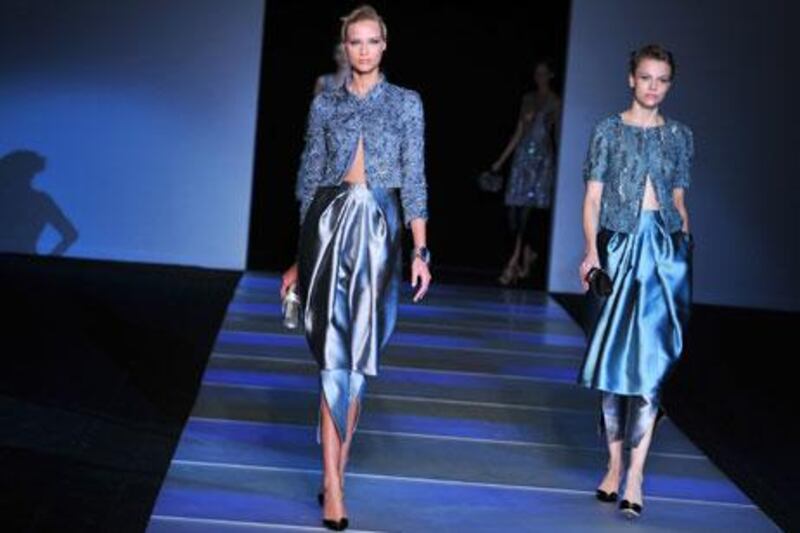 Looks from Giorgio Armani‘s spring/summer 2012 ready-to-wear collection at Milan Fashion Week.