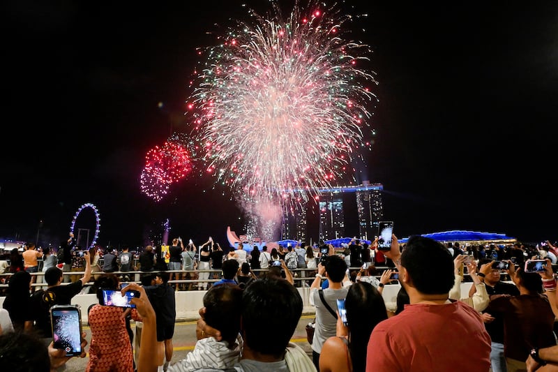 Fireworks bring in the new year at Marina Bay in Singapore. Reuters
