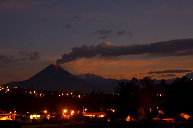 The Tungurahua volcano spews large clouds of gas and ash near Banos, Ecuador. Carlos Campana / Reuters