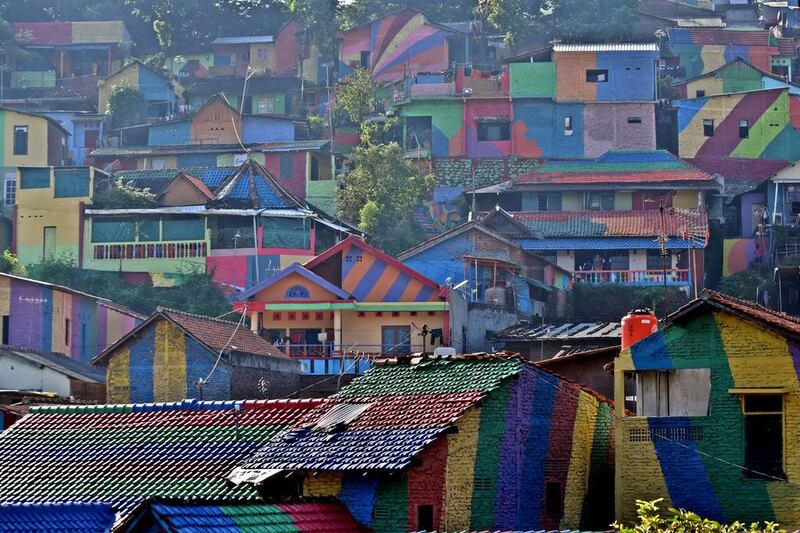 Colourful houses make up the Kampung Pelangi village in Semarang, Indonesia. Antara Foto / Aditya Pradana Putra via Reuters