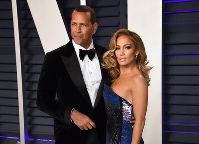 FILE - Alex Rodriguez, left, and Jennifer Lopez arrive at the Vanity Fair Oscar Party in Beverly Hills, Calif. on Feb. 24, 2019. Lopez and Rodriguez told the â€œTodayâ€ show Thursday, April 15,2021, in a joint statement that they are calling off their two-year engagement. (Photo by Evan Agostini/Invision/AP, File)