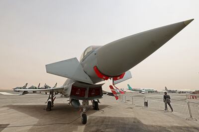 Saudi fighter jets are displayed during Saudi Arabia’s first World Defense Show, north of the capital Riyadh.   AFP