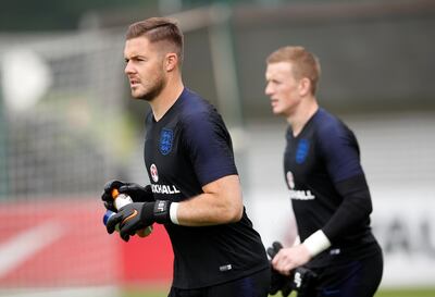 Soccer Football - FIFA World Cup - England Training - St. George's Park, Burton Upon Trent, Britain - May 28, 2018   England's Jack Butland and Jordan Pickford during training   Action Images via Reuters/Carl Recine