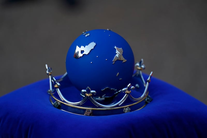 The Commonwealth of Nations' Globe which was touched by Queen Elizabeth II to symbolically lead the lighting of the principal jubilee beacon at Windsor Castle, Windsor, England, Thursday June 2, 2022, on day one of the Platinum Jubilee celebrations. AP