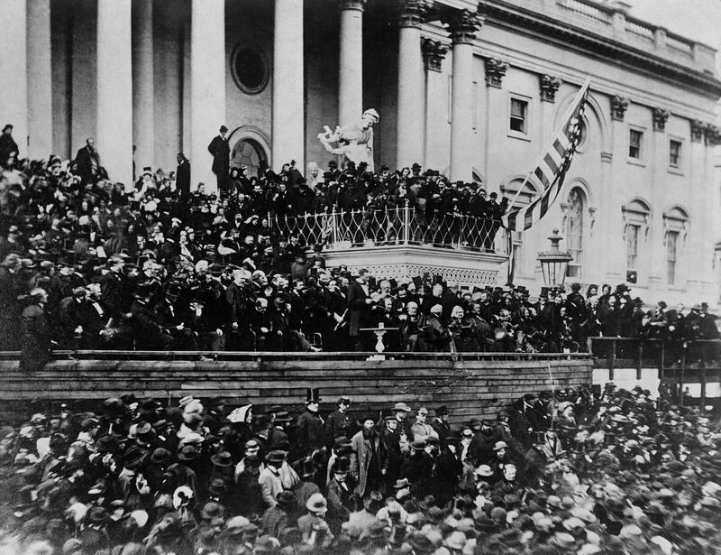 (Original Caption) Historic picture found of inauguartion of President Lincoln whose birthday is celebrated next month. (Photo by Â© Hulton-Deutsch Collection/CORBIS/Corbis via Getty Images)