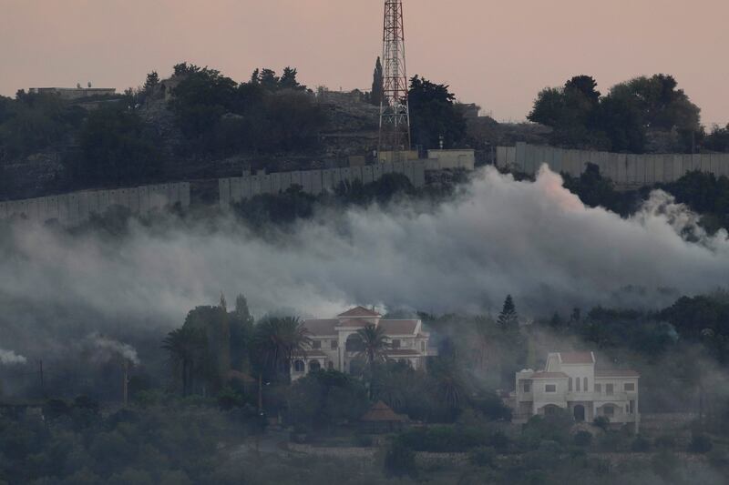 Smoke rises from Israeli artillery shelling in Dhayra, a Lebanese border village, on October 16. AP Photo\