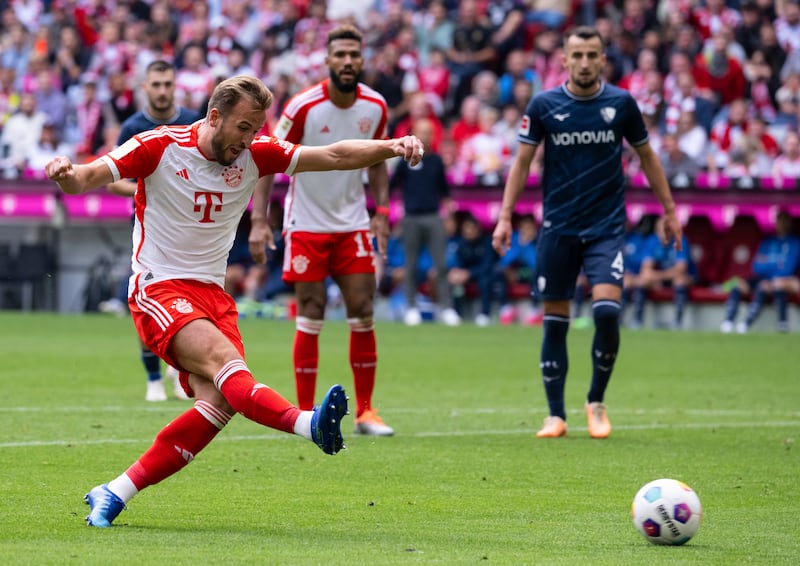 Harry Kane of Bayern Munich scores his side's second goal. AP