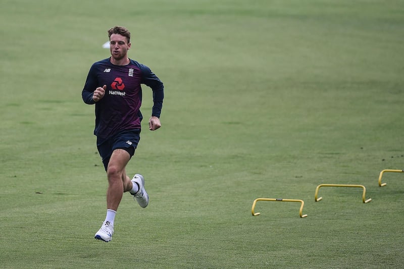 England's Jos Buttler trains in Pune on Monday. AFP