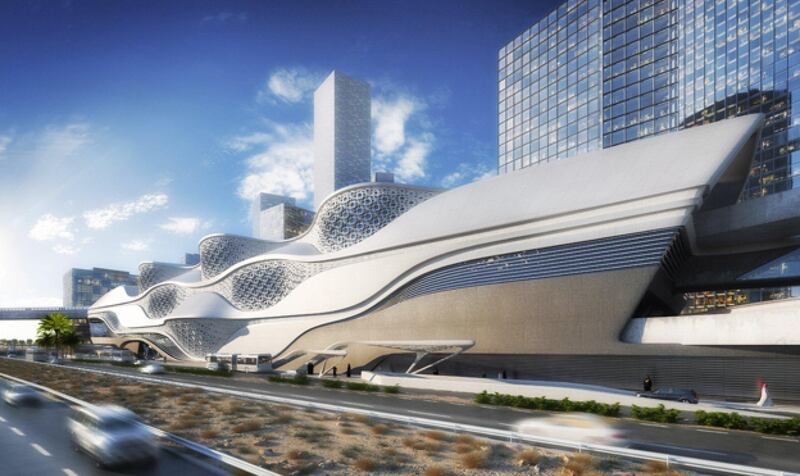 The local monorail can also be accessed from the station via a skybridge. Courtesy Zaha Hadid Architects
