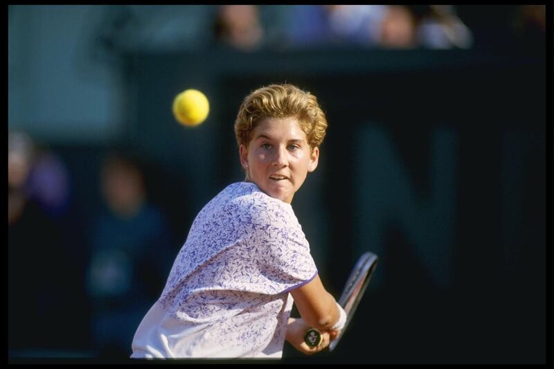 30 May 1991:  Monica Seles of Yugoslavia prepares to strike the ball during the French open at Roland Garros, Paris.                    Mandatory Credit: Allsport UK/Getty Images