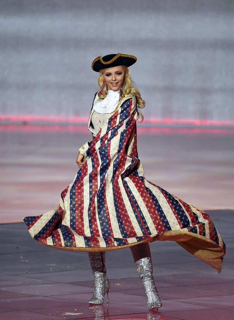 Miss USA Emmy Cuvelier during the final of Miss World 2019.  EPA