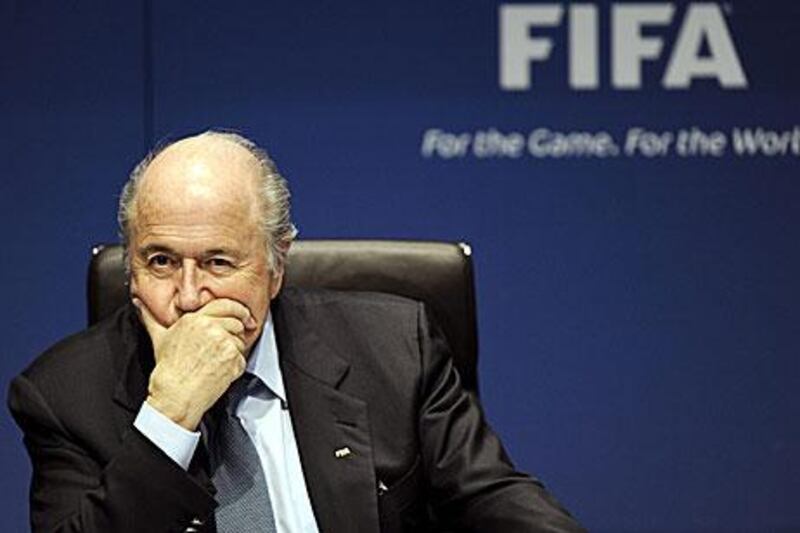 Sepp Blatter, the Fifa president, at a press conference in Zurich after yesterday’s announcements.