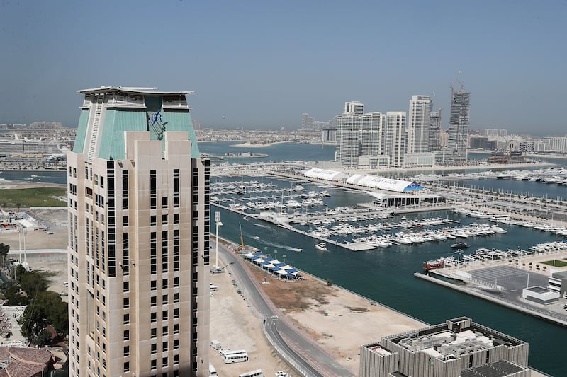 Dubai Harbour, the seafront development near The Palm Jumeirah, had about Dh3 billion in off-plan sales in May, according to EFG Hermes. Pawan Singh / The National