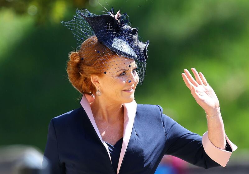 Britain's Sarah, Duchess of York, arrives for the wedding ceremony of Britain's Prince Harry and Meghan Markle at St George's Chapel, Windsor Castle, in Windsor. Gareth Fuller / AFP