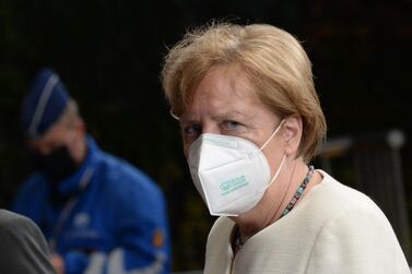 Germany's Chancellor Angela Merkel departs from a meeting at the EU summit, amid the coronavirus pandemic in Brussels, Belgium on July 20, 2020 AFP