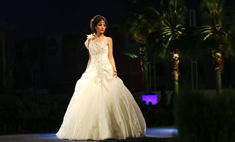 A wedding dress by Palestinian designer Intisar Abdo. EPA
