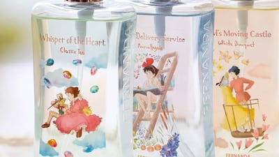 The three fragrance bottles. Photo: Studio Ghibli