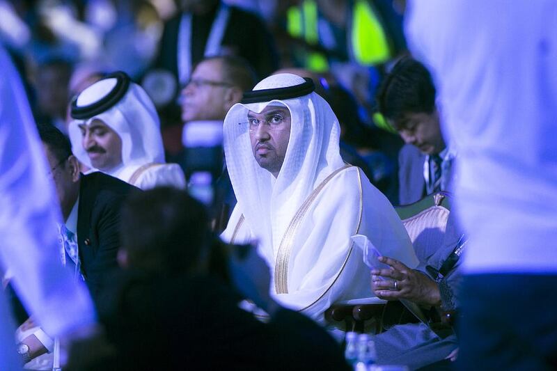Sultan Al Jaber, the Minister of State and Adnoc Group chief executive, <a href="http://www.thenational.ae/business/adipec">was the keynote speaker of the opening ceremony at Adipec.</a> Mona Al Marzooqi / The National