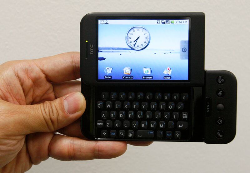 An HTC Dream phone, which runs Google's Android operating system, at a preview in Singapore in 2009. Reuters