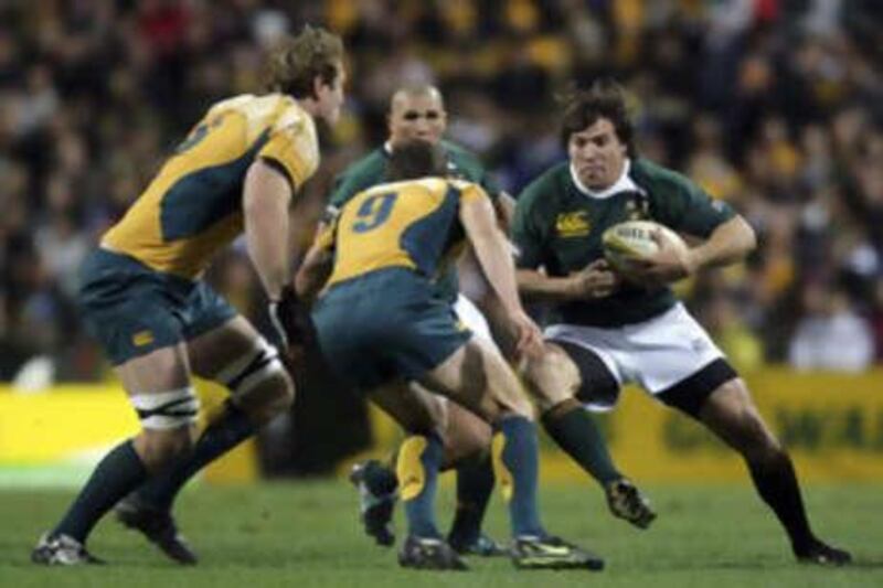 The Wallabies in action against South Africa.