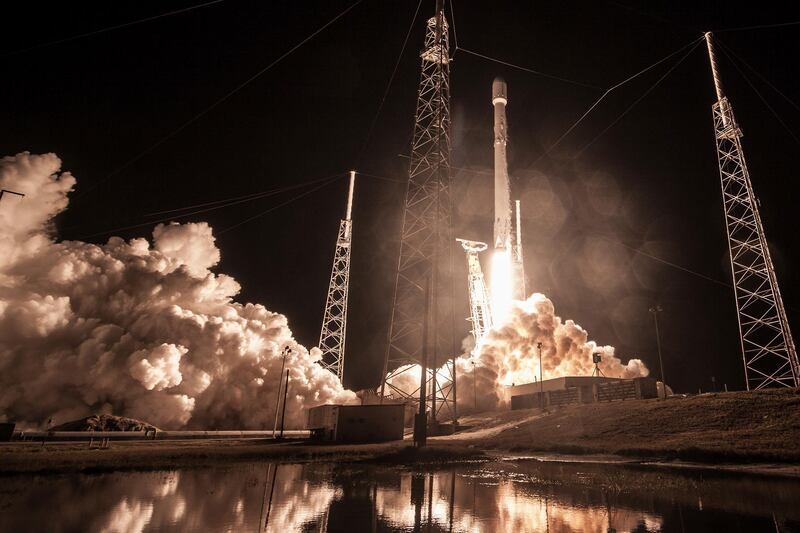 This Sunday, Jan. 7, 2019 photo made available by SpaceX shows the launch of the Falcon 9 rocket at Cape Canaveral, Fla., for the "Zuma" U.S. satellite mission. Responding to media reports that the satellite was lost, SpaceX President Gwynne Shotwell says the rocket "did everything correctly" and suggestions otherwise are "categorically false." (SpaceX via AP)