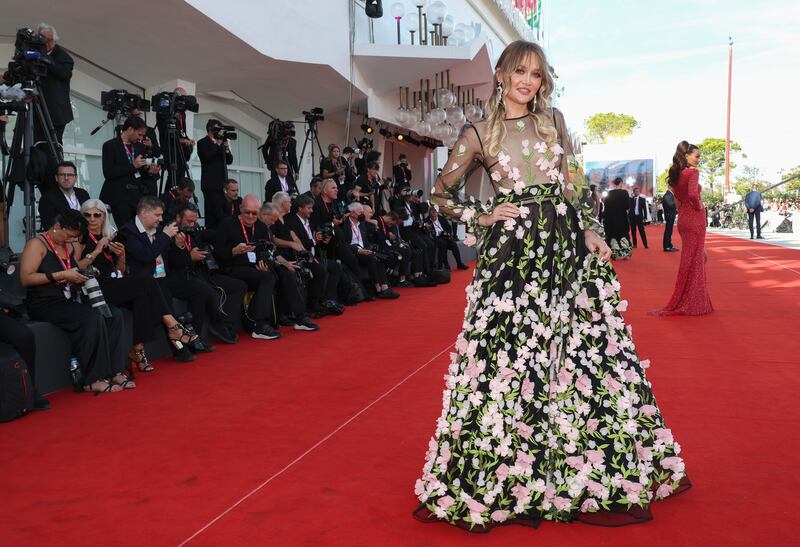 Fashion designer Ilona Matsour in one of her own creations on the red carpet for 'Tar'. Getty Images