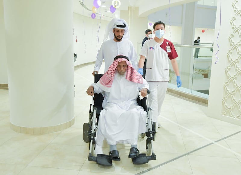 Medical staff take a patient for special Eid Al Fitr prayers at Burjeel Medical City's atrium. All photos: VPS Healthcare