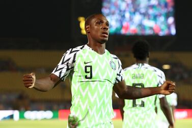 Odion Ighalo celebrates scoring what proved to be the only goal of the game as Nigeria beat Tunisia in the third-place play-off at the Africa Cup of Nations. Reuters 