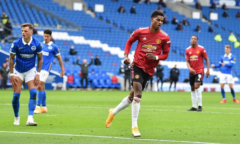 Marcus Rashford - 7. Came to life in the second half. Went too soon and was offside when he put ball in the net, then gave United lead with a superb individual goal in front of an empty away end. Second goal in four days. EPA