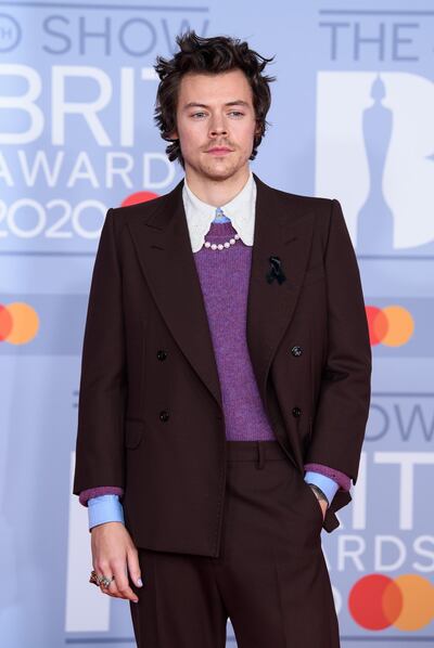 LONDON, ENGLAND - FEBRUARY 18: (EDITORIAL USE ONLY) Harry Styles attends The BRIT Awards 2020 at The O2 Arena on February 18, 2020 in London, England. (Photo by Joe Maher/Getty Images for Bauer Media)