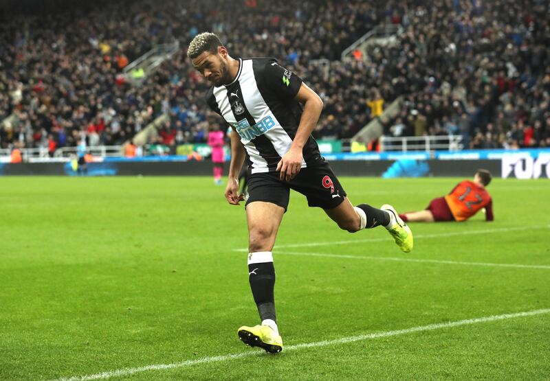 NEWCASTLE UPON TYNE, ENGLAND - JANUARY 14: Joelinton of Newcastle United celebrates after he scores his team's fourth goal  during the FA Cup Third Round Replay match between Newcastle United and Rochdale at St. James Park on January 14, 2020 in Newcastle upon Tyne, England. (Photo by Ian MacNicol/Getty Images)